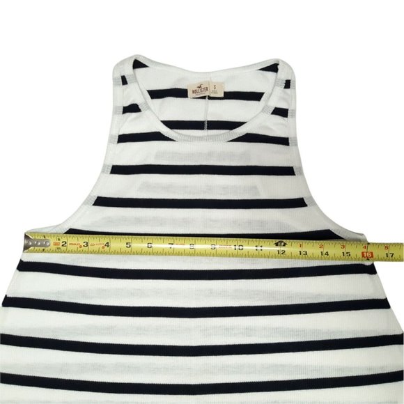 Hollister Tank Top Womens Small White Striped Flowy Sleeveless 24 in Long - Picture 2 of 9